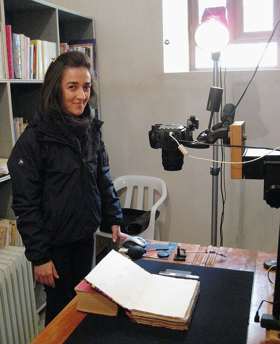 Juliana Gulten digitizing at Mor Gabriel Monastery